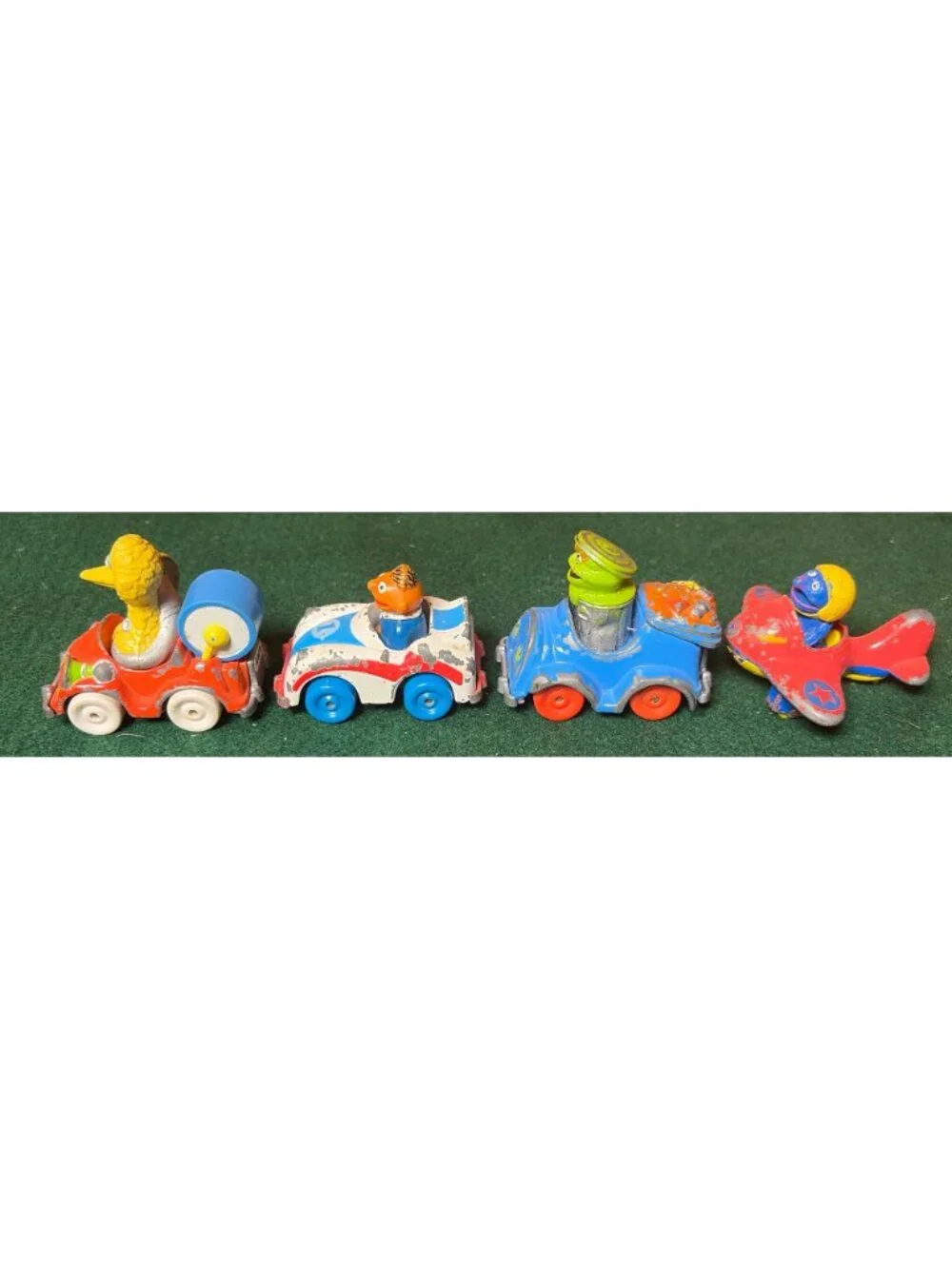 Vintage 1981-1987 Playskool Sesame Street Diecast Toy Cars & Plane Set Of 4